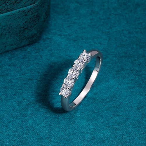 WES 925 Sterling Silver D Color VVS1 Lab Created Moissanite Wedding Band Full Eternity Stackable Wedding Rings for Women, Size 5-8 5