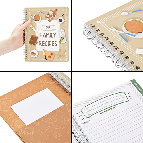 Image of Pipilo Press Blank Family Cookbook Recipe Binder - 6.5 x 8.2 in Hardcover Spiral Bound - 90 Ruled Pages with Memo Pocket - Write In Your Own Recipes & Meal Planning Notebook