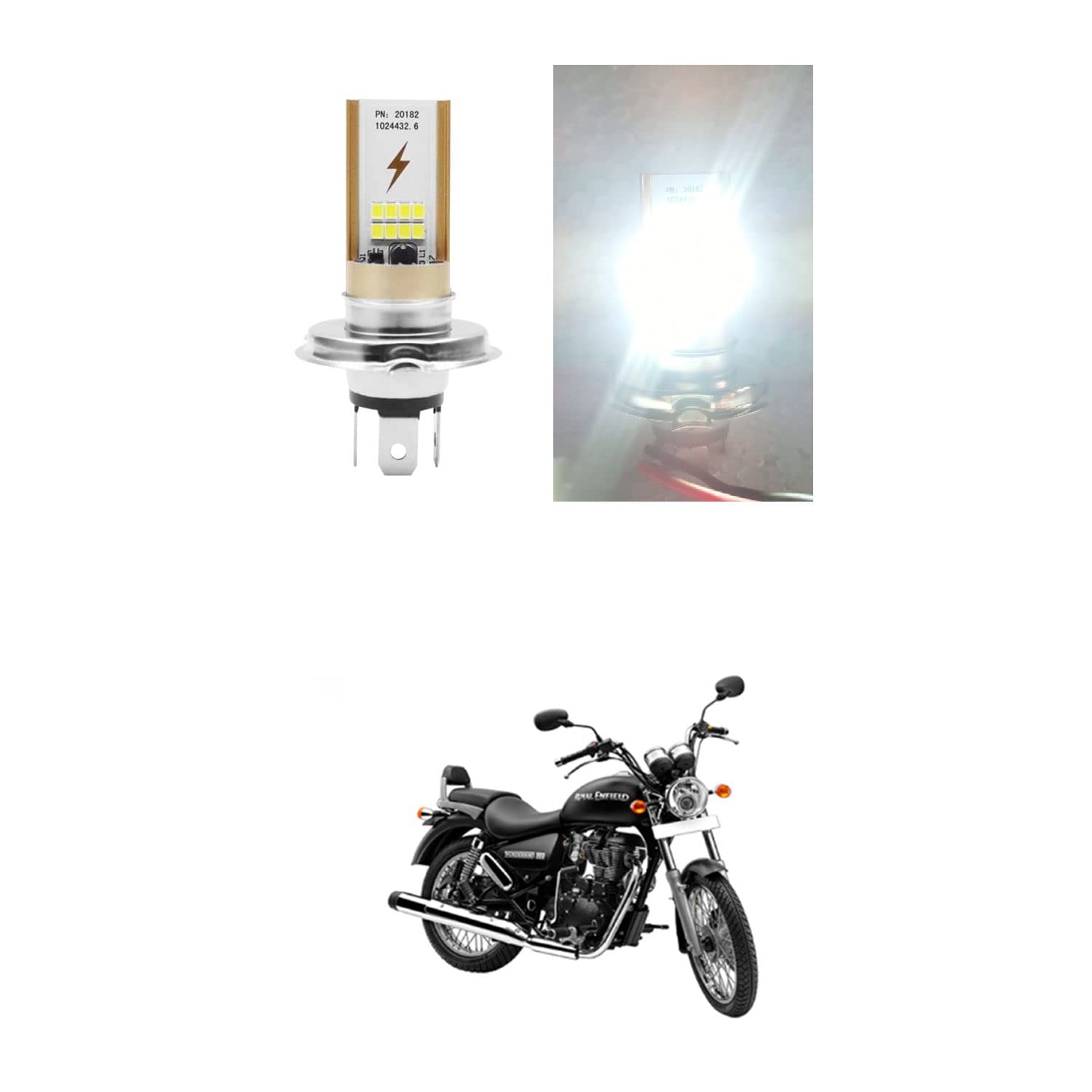 PRIKNIK Led Headlight Bulb 24W Color White Light H4 Lamp Compatible With R-oyal Enfield Thunder Bird 350