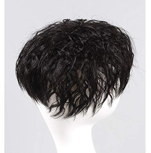 Miniatura 4 de Mini pieza de cabello humano rizado para cubrir el cabello gris para la frente, peluca de cierre de clip en la parte superior, 2 x 3.5 pulgadas,