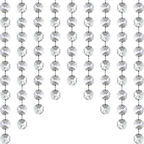 Image of Jishi 33ft Crystal Garland Strands, Hanging Crystal Beads Strings for Decoration for Chandeliers, Wedding Party Centerpieces, Christmas Tree Ornaments, Clear Acrylic Plastic Diamond Prism Beaded Chain