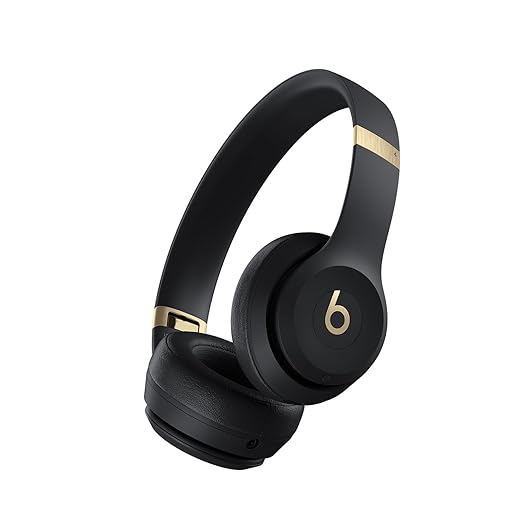 Beats Solo 4 - Wireless On-Ear Bluetooth Headphones, Up to 50-Hour Battery Life, Ultra-Lightweight Comfort, Powerful and Balanced Sound, Apple & Android Compatible - Black & Gold