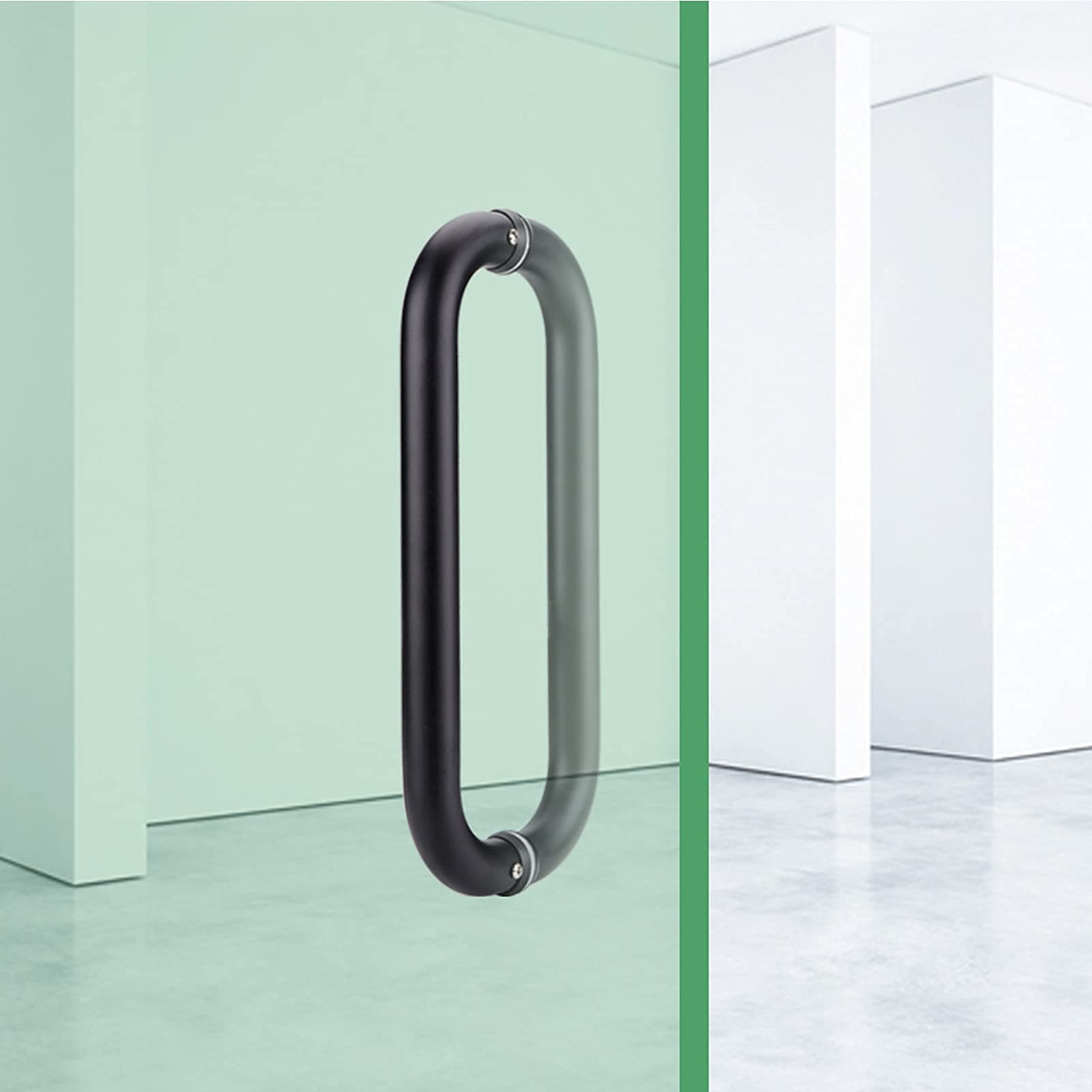 Poignée de porte en verre noir en acier inoxydable 304 pour cabine de douche