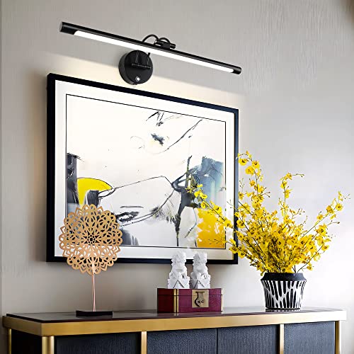 MantoLite LED Dimmable Bathroom Vanity Light Fixture 24inch Cabinet Picture Wall Lights, Indoor Lightings Wall Sconce with Ajustable Arm Bedside Reading Lamp, Pulg in Display Lamps (Black, 3000K 12W) - Image 3