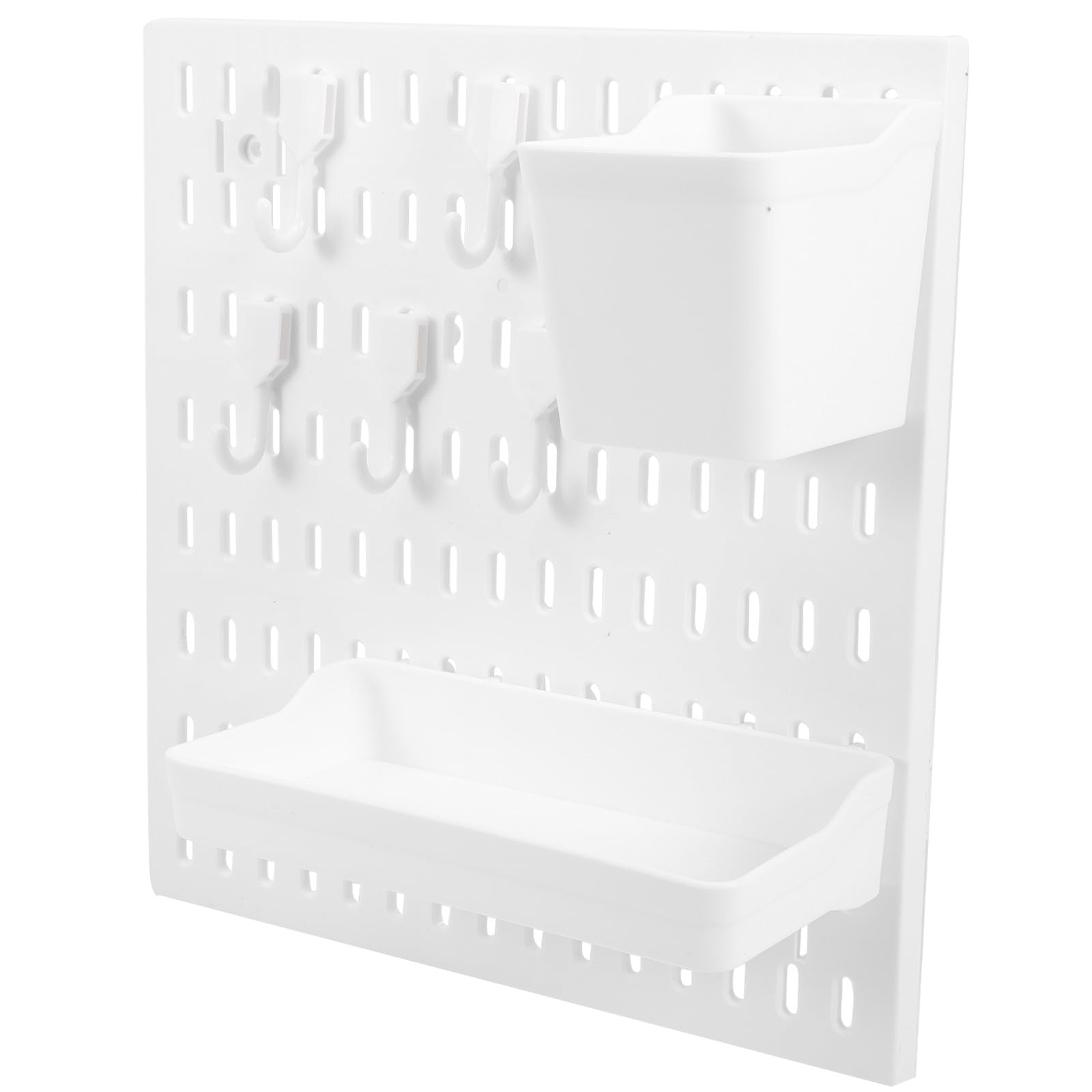 Rangement mural sans perçage panneau perforé blanc pour optimiser l'espace bureau