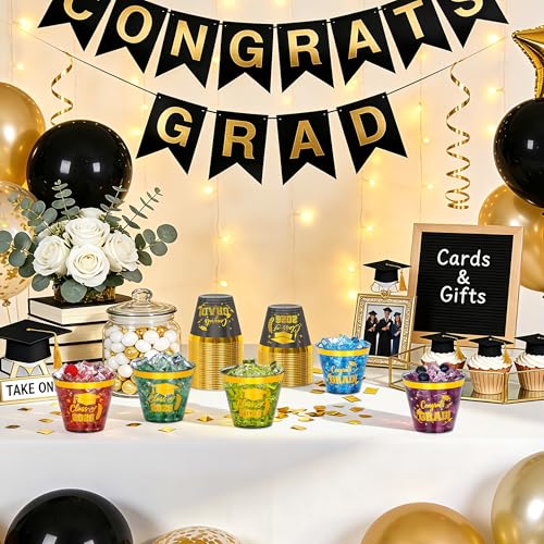 Image of 50 Pack 9 oz Graduation Cups,2026 Gold and Black Graduation Plastic Cups, Disposable Congrats Grad Party Cups for Class of 2026 Decorations School Party Favors Supplies