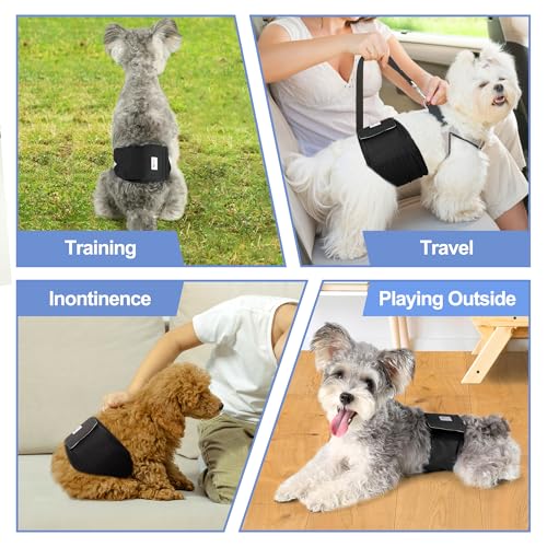 Image of Reusable Dog Diapers Male 3Pcs, Premium Washable Belly Band for Male Dogs Small, High Absorbing Male Dog Wraps for Doggie in Incontinence, Excitable Urination and Training(Black, S)