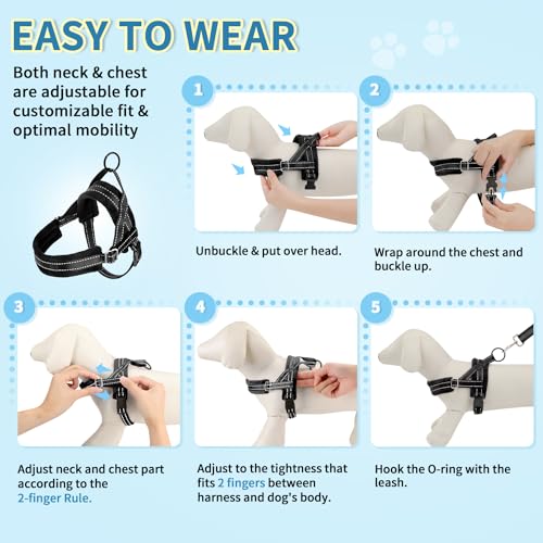 Slowton STP35BS No Pull Small Dog Harness And Leash Set, Puppy Soft Vest Harness Neck & Chest Adjustable, Reflective Lightweight Harness & Anti-Twist Pet Lead Combo thumb #8