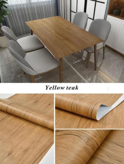 Image of SUNBIRD Wood Furniture Wallpaper Vinyl, Self-Adhesive Wood Wall Paper, Almirah,Kitchen Home Decoration 24in x 3 Meter (Amrican Wood)