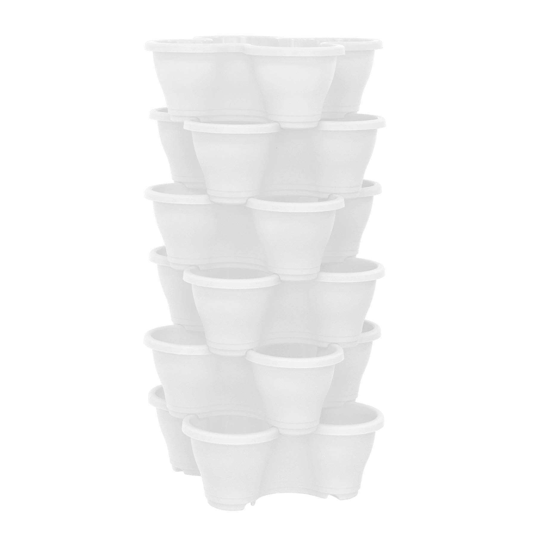 simpa 6PC Quad-Pot Stackable Indoor & Outdoor Planters - White