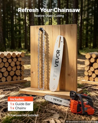 Image of VEVOR Bar & Chainsaw Chain Combo 12 inch 3 /8 inch Pitch 3 /8 inch Gauge 45 Drive Links