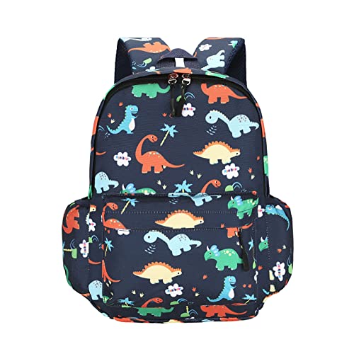 BAIGIO Sac à Dos Enfant Bagages Préscolaire Mignon Tout-Petits Dinosaures Sac Maternelle Léger Cartable Enfants Sac Creche pour Garçons Filles (Bleu foncé) Cover