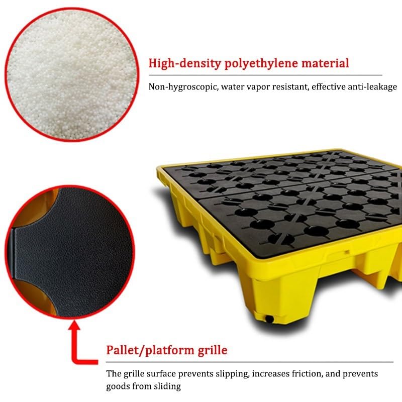 Contenant modulaire pour 1/2 fûts et seaux de peinture Solution de rangement robuste avec plateau de drainage pour une utilisation en intérieur/extérieur (jaune, lot de 2, 130 x 69 x 30 cm)