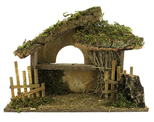 Bertoni Leere Holzhütte mit Zaun und Fenster, Holz, Mehrfarbig,...