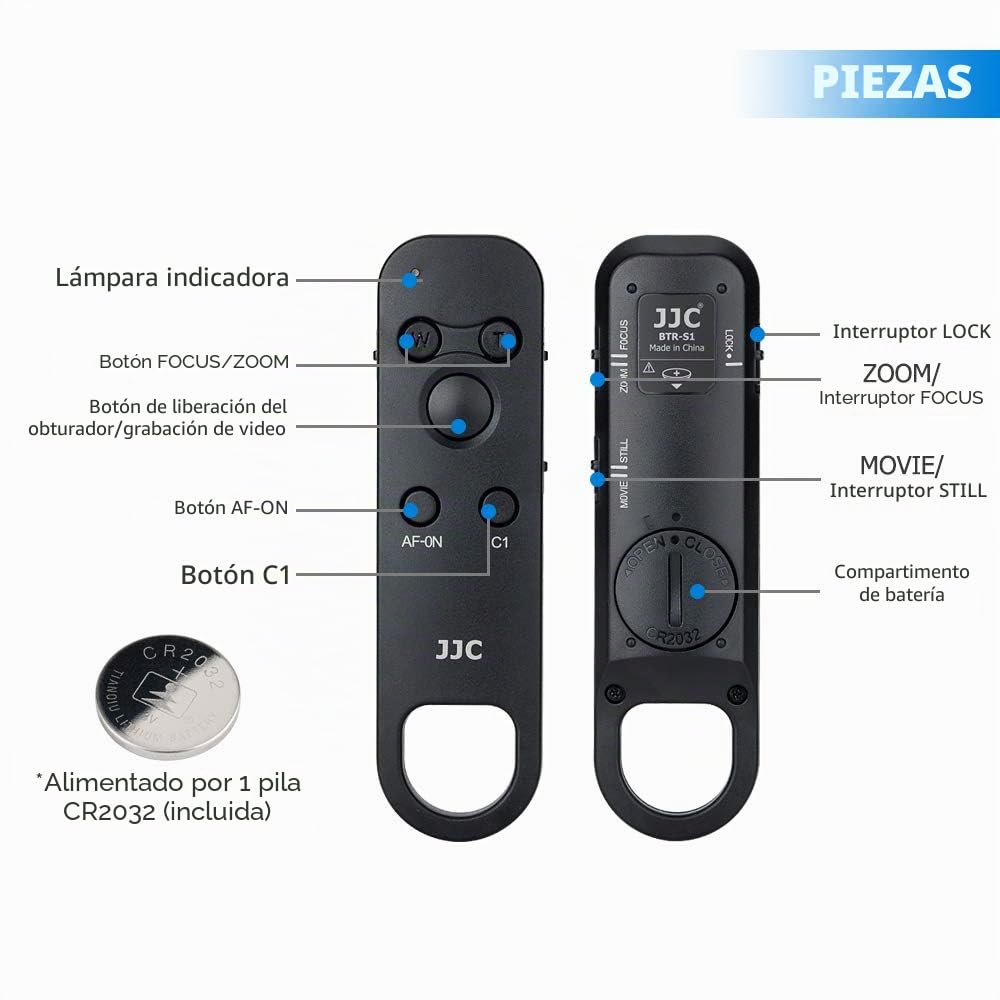 JJC RMT-P1BT Mando a Distancia Bluetooth para A7 IV RX100 VII A6400 A6600 A6700 A6100 ZV-E1 FX30 FX3 ZV-E10 ZV-1 A7 III ZV-1F a7C - Controlador inalámbrico