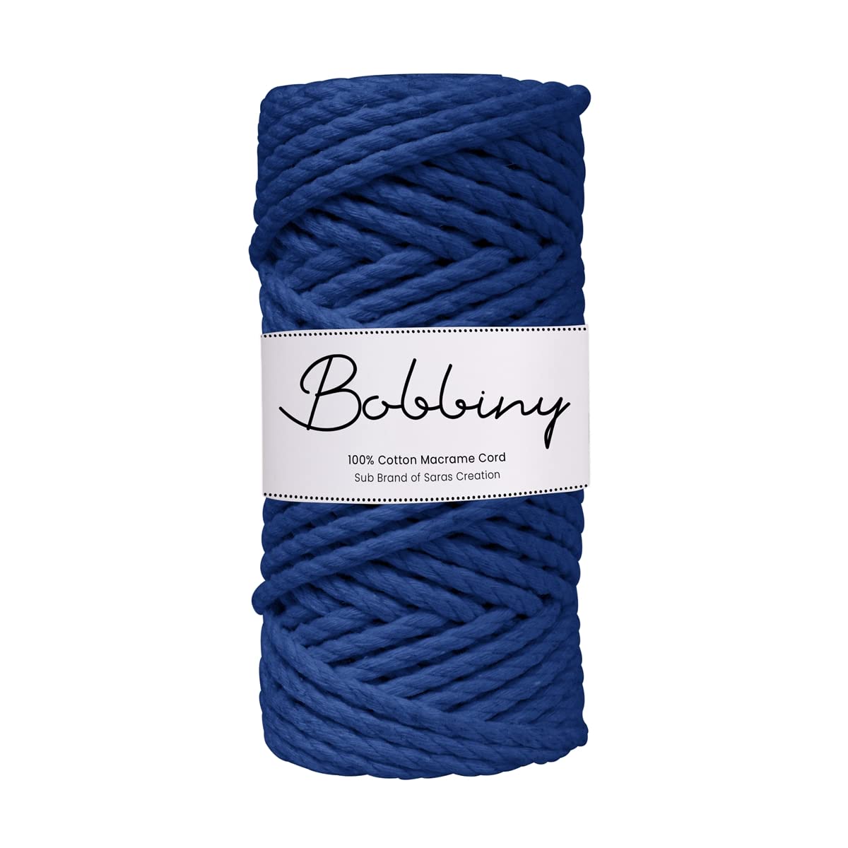 BOBBINY 3 Ply Twisted Macrame Cotton Cord Dori (Roll Packaging) Thread For Macrame DIY And Other Projects | Royal Blue | 3Mm, 20 Meter, 1 Count