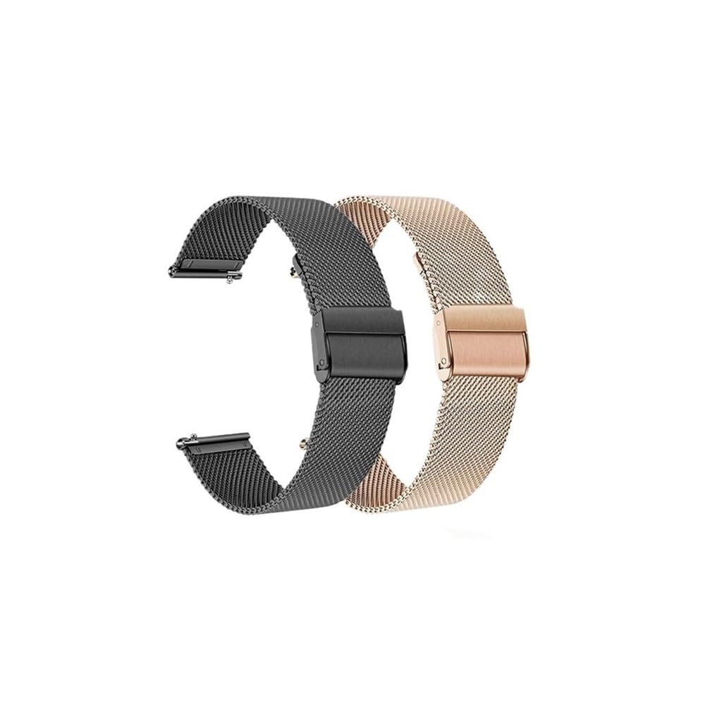 18mm 20mm 22mm Stainless Steel Watch Band For Garmin Venu SQ 2 2S Plus Watch For Garmin Vivoactive 3 4 4S Metal Strap (Color : Rosegold, Size : 22mm)