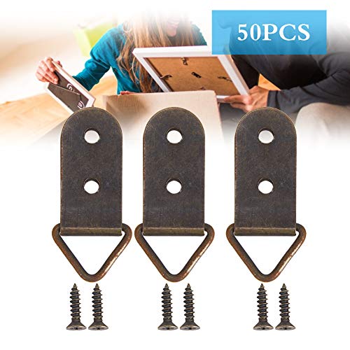 Image of 50Pcs Picture Frame Hanger, Easy Installation, Suitable for Hanging Paintings, Mirrors, Photo Frames, Silver (Type F)