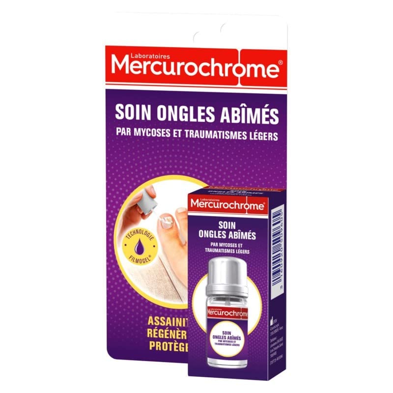 Mercurochrome - Cura delle unghie danneggiate da micosi 20 ml, soluzione innovativa per unghie forti e sane, igiene e bellezza, confezione da 2