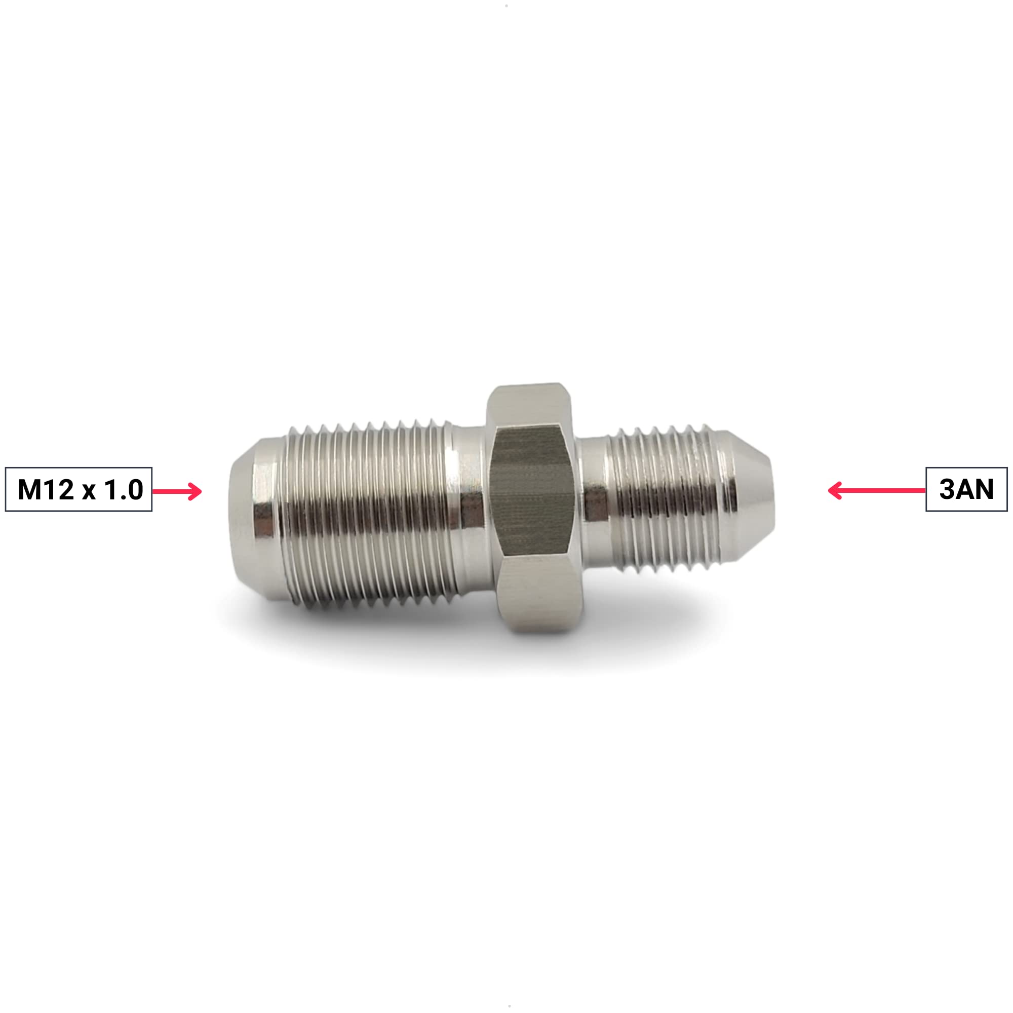 M12x1.0 to 3AN Fitting Adapter - 90 Degree Male Elbow Coupler - for