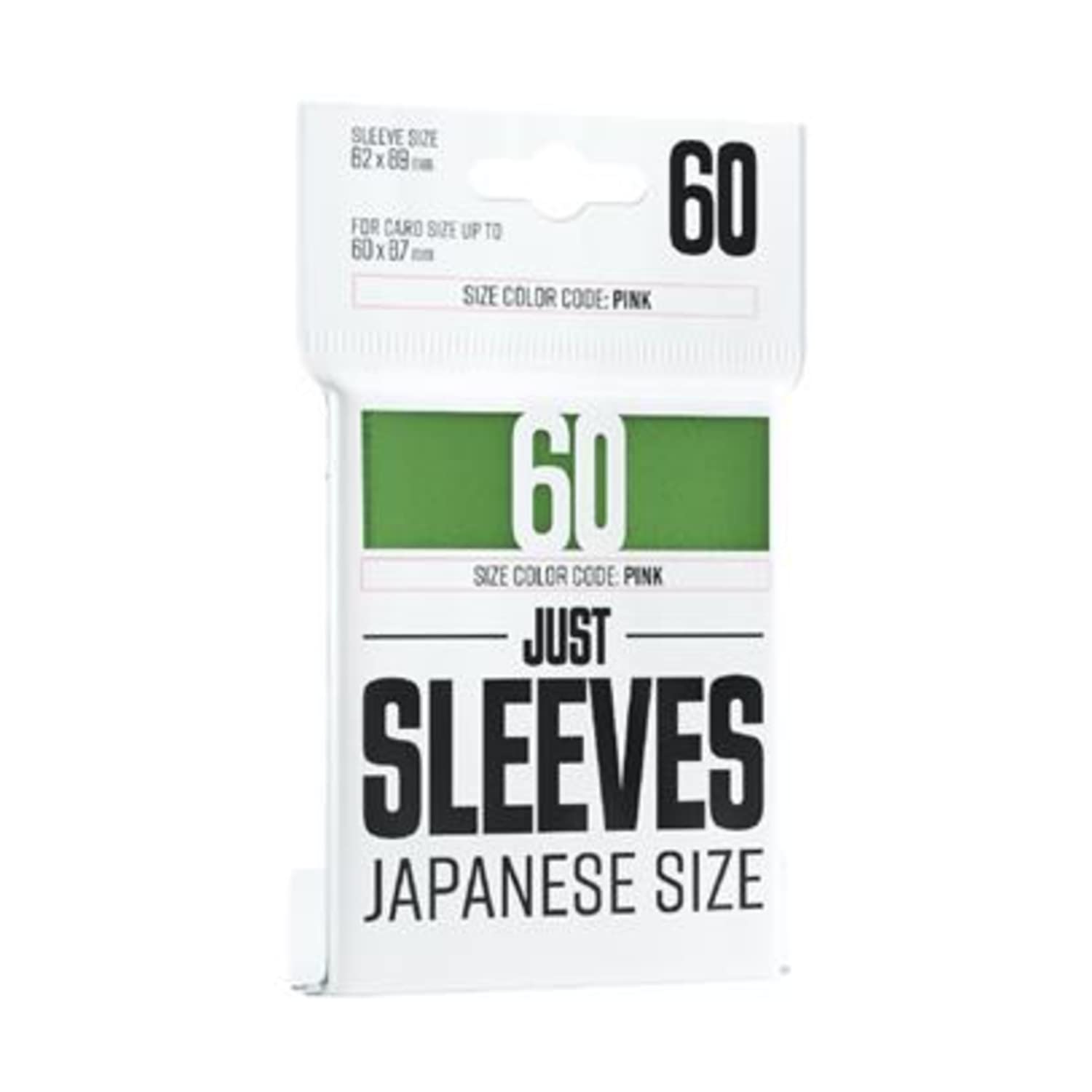 Just Sleeves | 60 Card Sleeves | Opaque Back Green | Glossy Look | Japanese Format 62 x 89 mm | Colour Code: Pink | Board Game | Accessory