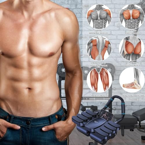Image of Automatic Rebound Abdominal Roller, 4-Wheel Ab Trainer with Elbow Support, 2-in-1 Core Trainer