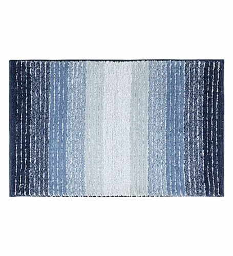 Image of Obsessions Soft & Plush Bath Mat | Quick Dry, Stain & Skid Resistant | Luxuriously Soft, Long Lasting Color | TPR Latex Backing, Size 50x80 cm, Light Blue & Dark Blue