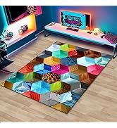 Cube Block Game Rug, Teen Boys Carpet with Ice Games Element Decoration Mat, Pixel Game Rugs for ...
