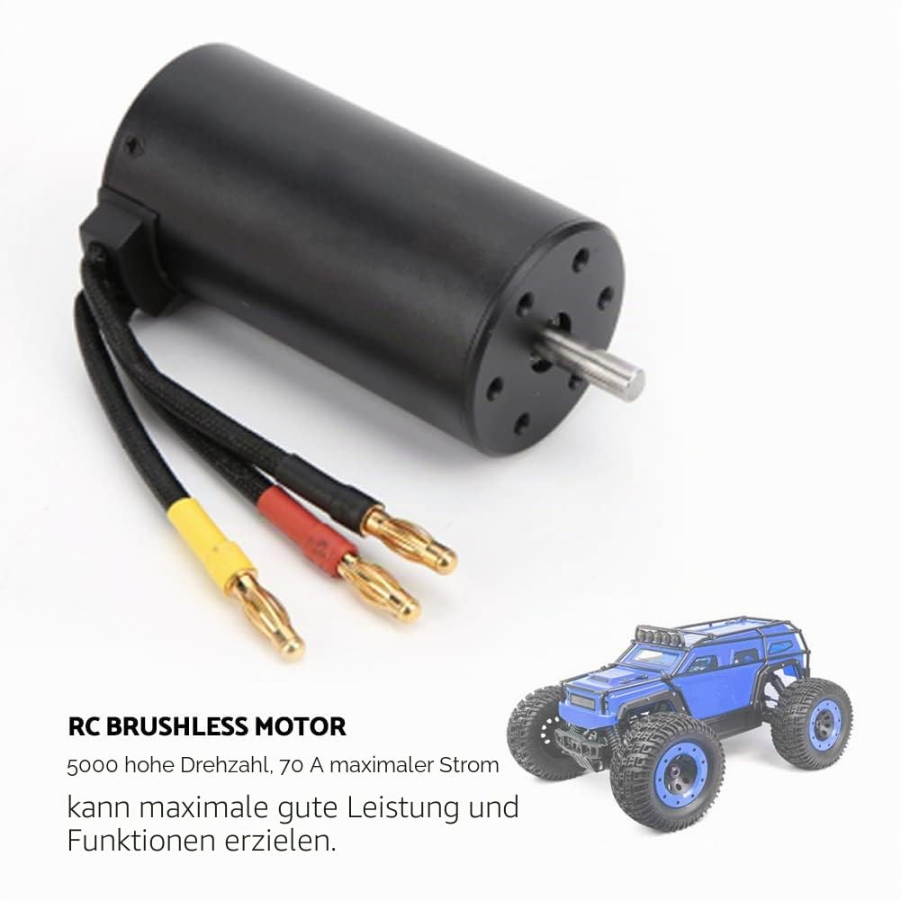 RiToEasysports 2150KV 4 Pole RC Brushless Motor 5mm Welle RC Auto Motor Kompatibel mit Monster 1/8 RC Off-Road Car Modellspielzeug