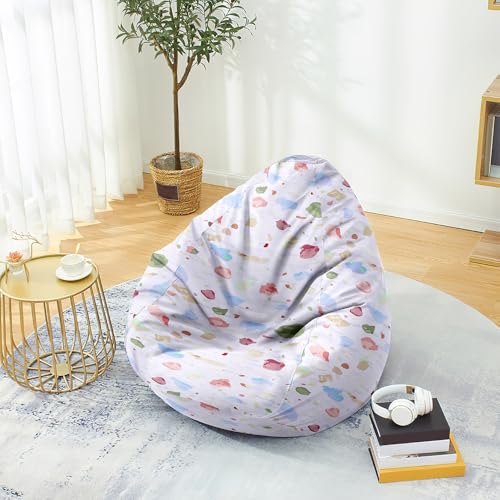 Hiseng Funda de puf, Sillón de Pera sin Relleno,Sofa Puff Gaming Salon Funda Sin Relleno para Niños y Adultos, Bean Bag para Salón, Dormitorio y Sala de Juegos (Piedra,70x80cm)