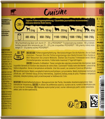 PEDIGREE Dose Cuisine in Sauce mit Rind, Nudeln und Karotten 12 x 800g Hundefutter Nassfutter