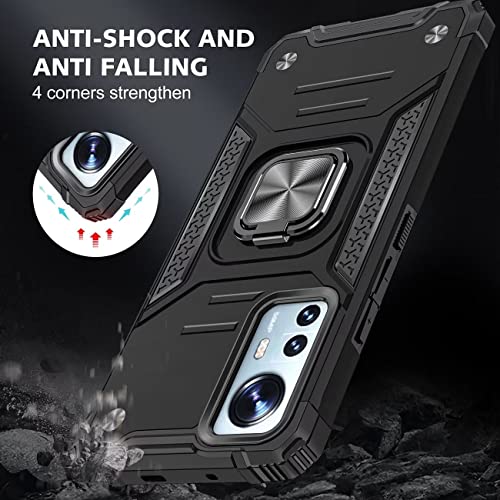 KANSi Case for Xiaomi 12 Lite 5G, Tempered Glass [2 Pack] Protective Silicone TPU Shockproof Tough Armor Hard Cover - Black - Image 6