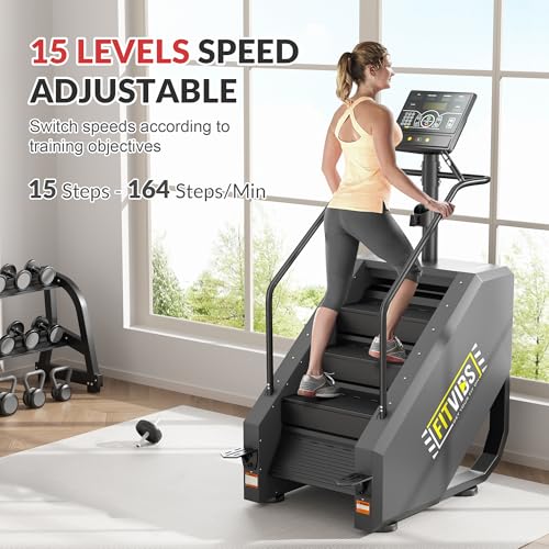 Image of Fitvids Stair Stepper Machine, Commercial Grade Stair Climber with 15 Resistance Levels, Continuous Stair Stepping Machine for Cardio and Lower Body Workouts, LED Screen, Exercise Machine for Home Gym