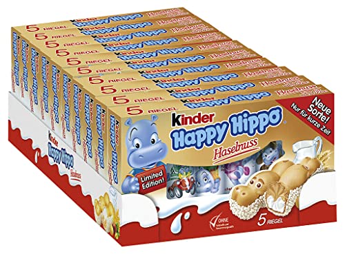 Kinder Happy Hippo Hazelnut 5 x 103.5 g (Pack of 10, Total 50 Bars)