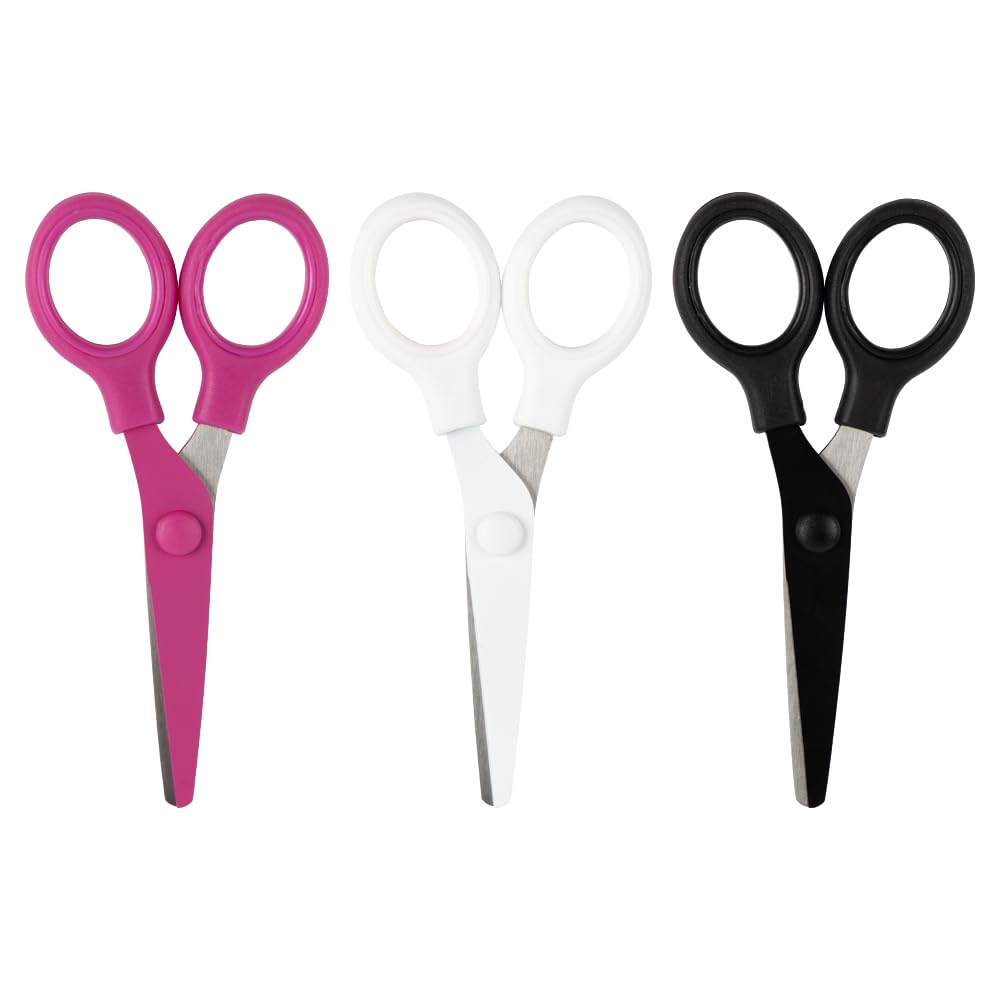 JAM PAPER Multi-Purpose Mini Scissors Set - 5 Inch - Assorted Colors - Soft Grip &amp; Stainless Steel Precision Blades - 3/Pack