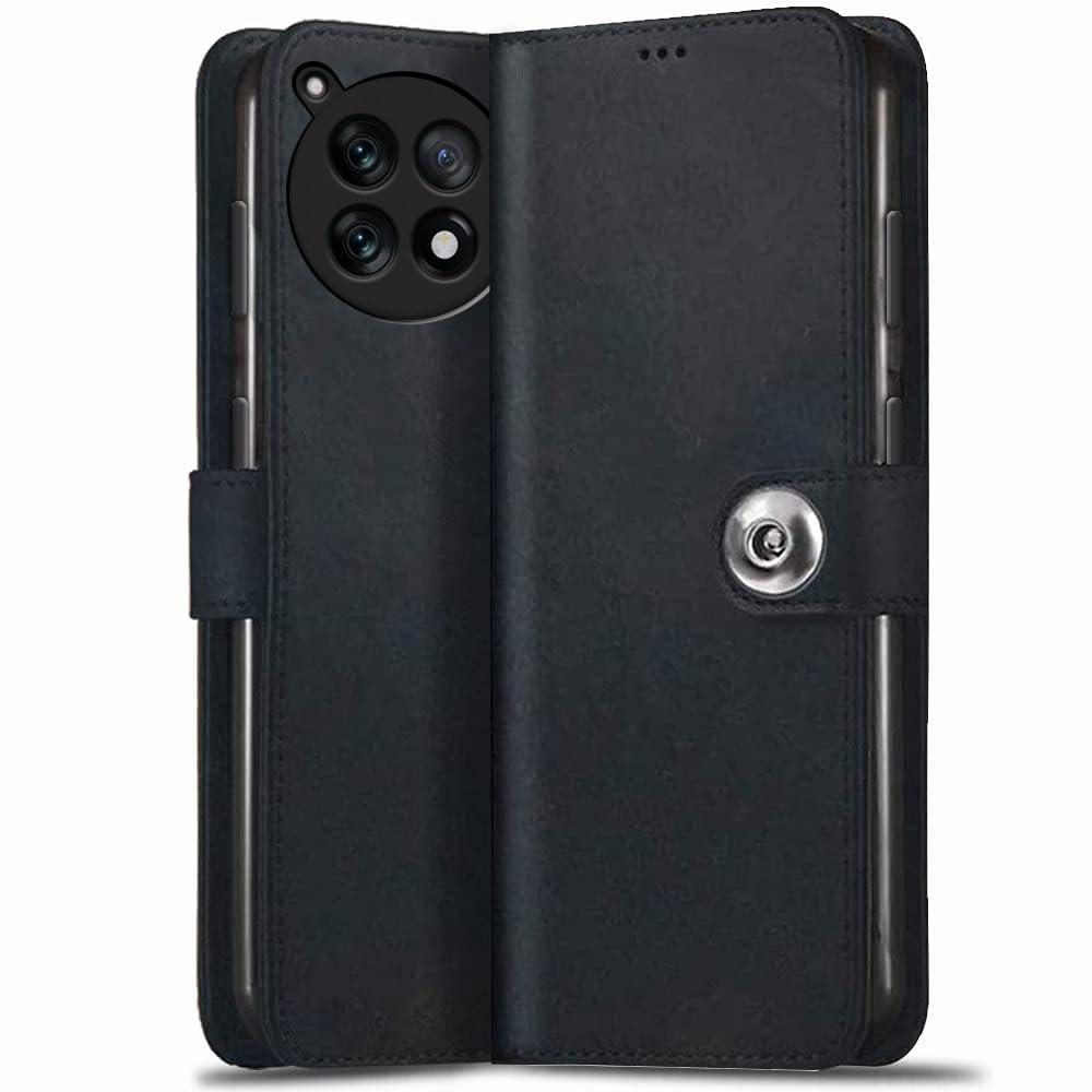 TheGiftKart Genuine Leather Finish Flip Back Cover Case for OnePlus 12R 5G | Inbuilt Pockets & Stand | Wallet Style | Designer Button Magnet Flip Cover Back Case for OnePlus 12R (Faux Leather, Black) (B0CSWHTXQD) Amazon Price History, Amazon Price Tracker