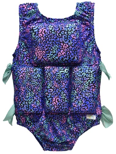 My Pool Pal Girl's Swimwear Flotation Life Vest Swimsuit - 79303 (Air Brushed Leopard, Medium (40-50 lbs))