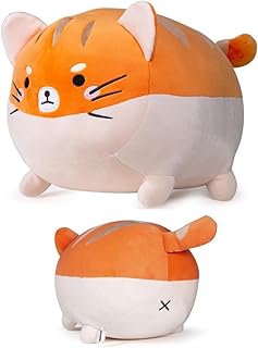 Orange Cat Plush Pillow 16”- Premium Grumpy Cat Stuffed Animals Plush Cat Pillow - Cat Body Pillow Fat Cat Plushies for Girls and Boys - Long Cat Plush Cute Plushies Kawaii Stuff Cat Toys for Kids
