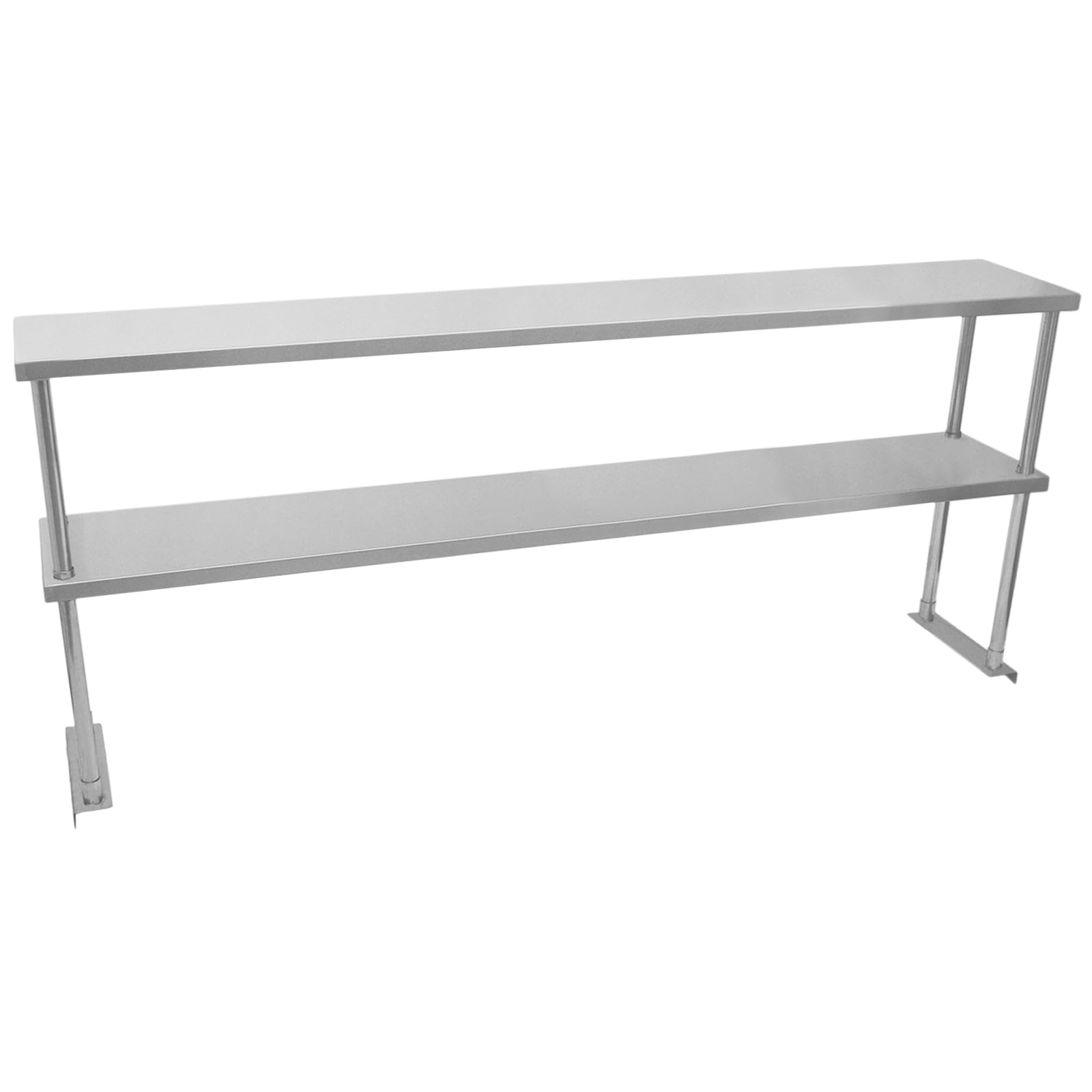 Commercial Kitchen Overshelf Shelf 1800mm 304 Stainless Steel Double Catering 6FT Rectangle Prep Table Workbench Industrial 2 Tier 100kg capacity per shelf 180cm x 30cm x 75cm FREE Fixing Kit