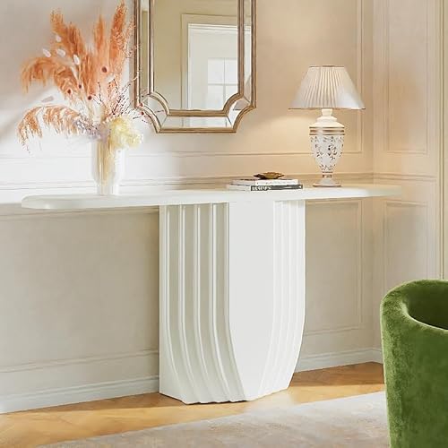 Tribesigns Modern White Console Table, 63 inch Wooden Entryway Sofa