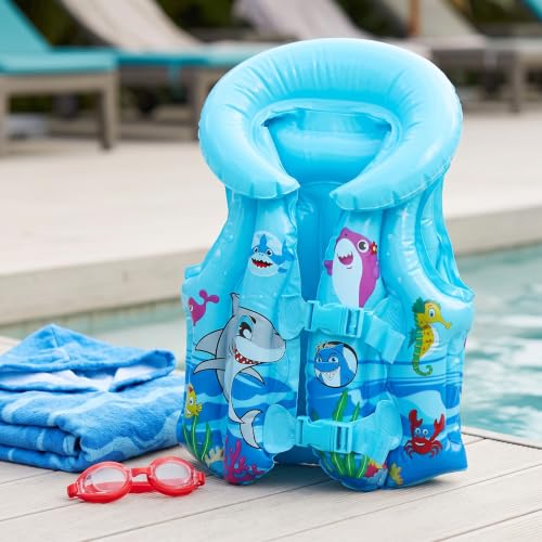 Image of Swimming Inflatable PVC Safety Life Jacket for Boys & Girls| Beginner Learning Adjustable Swim Safety Vest for Kids|Children Water Floatation Trainer for Poll, Beach, Boating