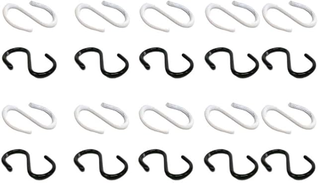 EXCEART 20 Pcs Mini S Hooks Metal Wire Hook Connectors Miniature Doll House Hanger for DIY Crafts Jewelry Hanging Supplies Black White