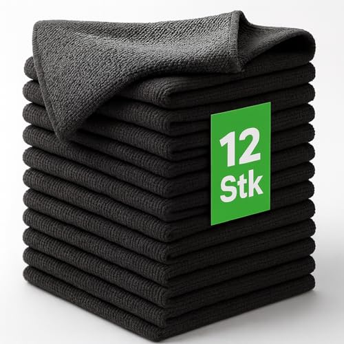 Kemes Putzlappen Mikrofasertücher Putztücher Set 12er Pack zur trockenen und feuchten Anwendung - Microfaser Küchentuch Poliertuch Reinigungstuch (12)