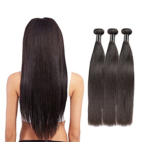 Brazilian Straight Hair 3 Bundles 8A  Grade, Borchan Virgin Human Hair Extensions  Remy Hair, 100% Unprocessed Natural Color Weft(20 22 24 inches)