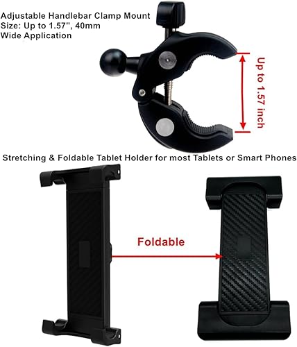 Miniatura 6 de Soporte para tablet para bicicleta de ejercicio, cinta de correr, manubrio elíptico, timón de barco, poste de soporte de micrófono musical, carrito