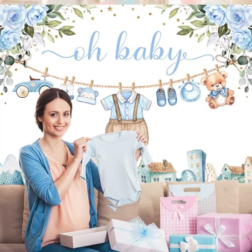 Fondo para baby shower azul 7x5ft decorativo miniatura 4