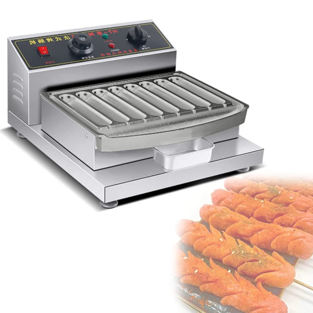 Máquina eléctrica Comercial para Perritos Calientes, Parrilla para Salchichas de Gran Capacidad con Tubo de 6/18, máquina Comercial Antiadherente para Perritos Cali,Stainless Steel-8