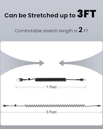 Miniatura 6 de Cable Lightning en espiral, 2 unidades, 3 pies, cable iPhone para automóvil, Apple CarPlay certificado MFi, carga corta USB a Lightning compatible