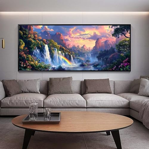Diamond Painting Cascade XXL 180x70 cm avec broderie diamant complet round pour adulte femme
