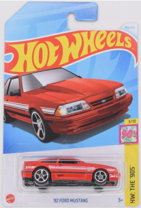 Hot Wheels92 Ford Mustang, 1:64 Scale, The 90S 3/10, Red